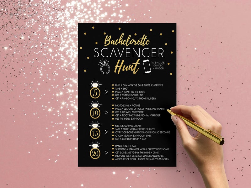 Your Main Event Prints 25 Bachelorette Scavenger Hunt Party Games, Drinking Game and Dares, Fun Novelty Cards for Girls Night Out - Image 2